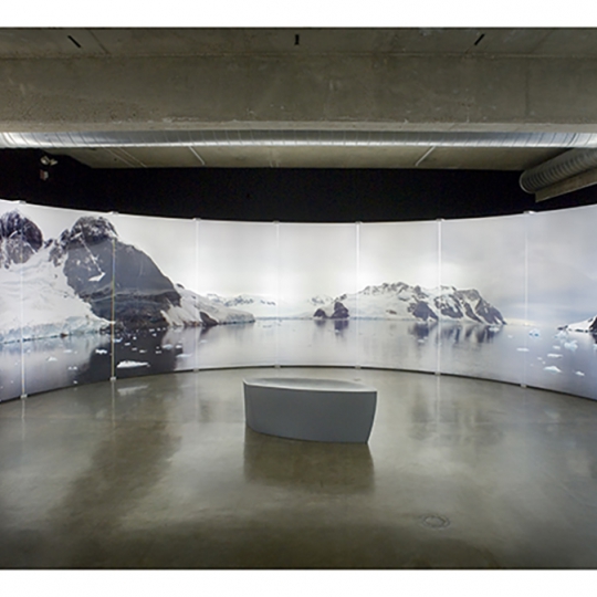 <p>Antarctica 360, part of the exhibitions SNOW, CAMH. 2008. Valerie Cassell-Oliver, curator. Installation View, 7'x 68'</p>