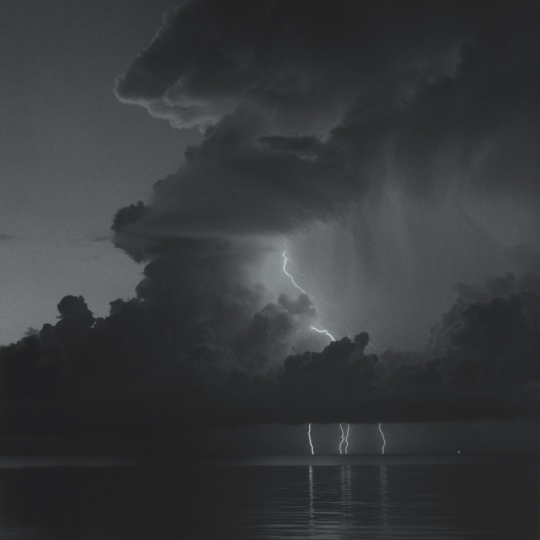 <p><em>Lightning Storm, Kemah</em>, Gelatin Silver Print, Gold Toned. 12</p>